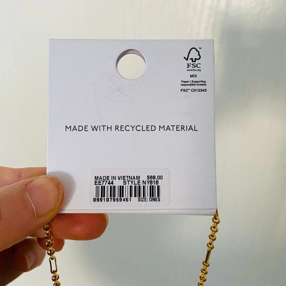 $88 NWT Madewell Semiprecious Tiger's Eye Lapis Stone Gold Chain Charm Necklace - Picture 12 of 12